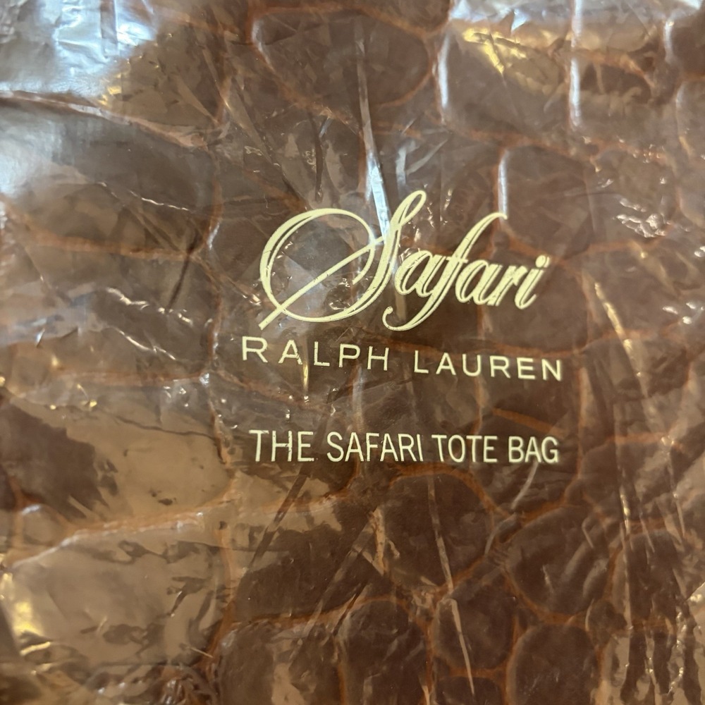 NEW 90s Ralph Lauren Safari Croc-Embossed Faux Leather Travel‎ Bag Luggage Brown - Picture 9 of 10